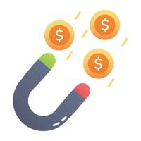 Money attraction icon in flat style vector