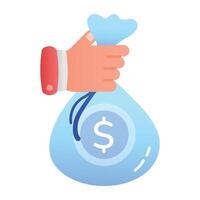 A flat icon of money bag vector