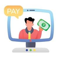 Online payment icon in flat style vector