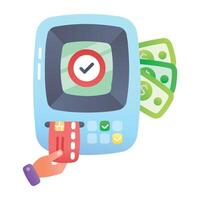 A flat style icon of atm withdrawal vector