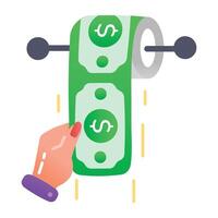 A flat icon of banknotes roll vector
