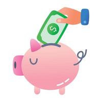 An icon of piggy bank in flat style vector