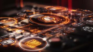 Infographics about robotic process automation on blurred background. video