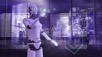 An android utilizing a virtual command interface. video