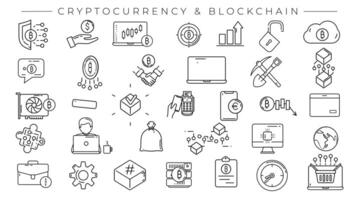 Collection of Cryptocurrency and Blockchain line icons on the alpha channel. video