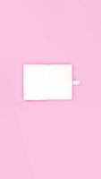4k Blue vintage romantic diary book appear and open with copy space on pink background. Stop motion flat lay vertical video