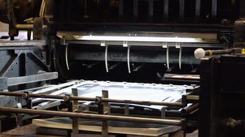 Printing house. Offset printing process. Paper submission video