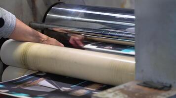 Paper submission. Printing house. Offset printing process video