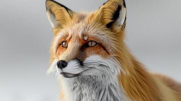 A close-up portrait of a fox with a curious expression photo