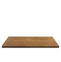 Empty wooden table front view isolated on white background. photo