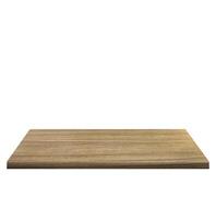 Empty wooden table front view isolated on white background. photo