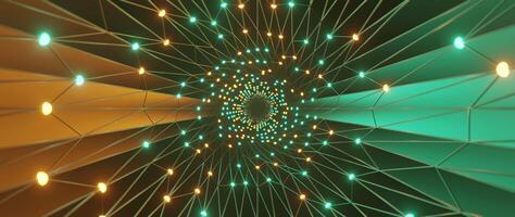3d Tunnel animation, Simple Plexus Tube Tunnel with dots and lines, Orange and Teal, 3D rendering Loopable Background, vjloop seamless with beat sync 120 bpm video