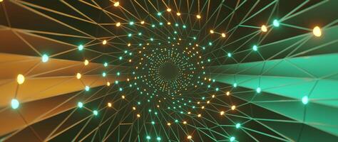 3d Tunnel animation, Simple Plexus Tube Tunnel with dots and lines, Orange and Teal, 3D rendering Loopable Background, vjloop seamless video