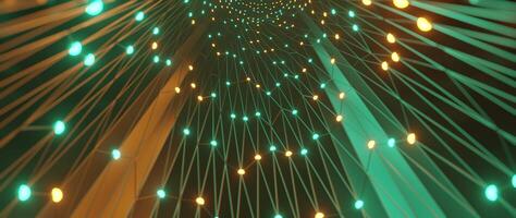 3d Tunnel animation, Simple Plexus Tube Tunnel with dots and lines, Orange and Teal, 3D rendering Loopable Background, vjloop seamless video