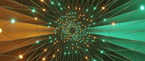 3d Tunnel animation, Simple Plexus Tube Tunnel with dots and lines, Orange and Teal, 3D rendering Loopable Background, vjloop seamless video