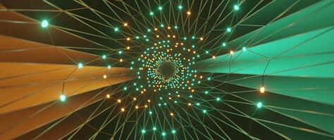 3d Tunnel animation, Simple Plexus Tube Tunnel with dots and lines, Orange and Teal, 3D rendering Loopable Background, vjloop seamless with beat sync 120 bpm video