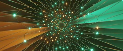 3d Tunnel animation, Simple Plexus Tube Tunnel with dots and lines, Orange and Teal, 3D rendering Loopable Background, vjloop seamless video