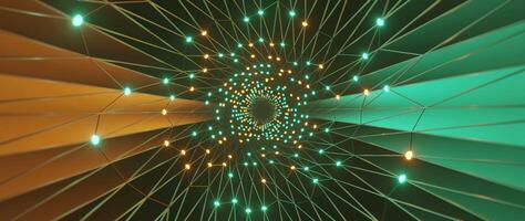 3d Tunnel animation, Simple Plexus Tube Tunnel with dots and lines, Orange and Teal, 3D rendering Loopable Background, vjloop seamless with beat sync 120 bpm video