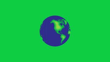 Rotating globe animation with green screen background video