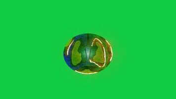 animated green earth with green screen background video