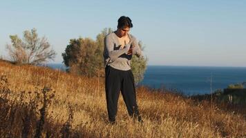 Man Dancer Boy Performs In Nature In Campania video