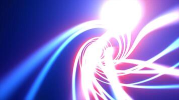 Abstract bright blue glowing background tunnel with flying lines of energy particles and light rays, in high quality 4k, motion design video