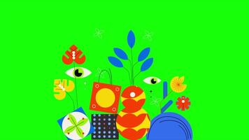 2D Abstract Elements Animated On Green Screen video