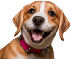 Portrait of a beagle dog smiling at the camera. png