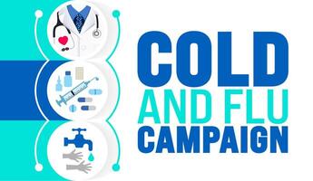 Cold and Flu Campaign is observed every year in September. Holiday concept. Template for background, banner, card, poster, placard, design template with unique shapes with standard color. vector