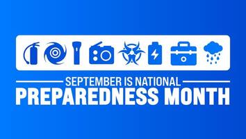 NATIONAL Preparedness Month is observed every year in September. Holiday concept. Template for background, banner, card, poster, placard, design template with unique shapes with standard color. vector