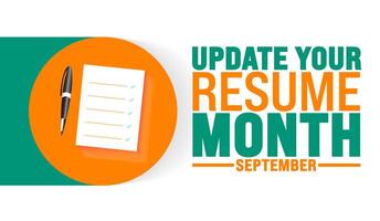 Update Your Resume Month is observed every year in September. Holiday concept. Template for background, banner, card, poster, placard, design template with unique shapes with standard color. vector