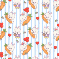 Seamless pattern rabbit with carrot and balloons png