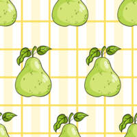 Seamless pattern with green pear on checkered background png