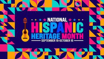 National Hispanic Heritage Month festival geometric shape pattern background or banner template. use to banner, card, poster, placard, design template with unique shapes with standard color. vector