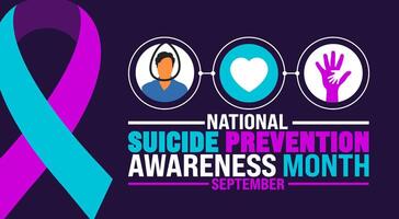 National Suicide Prevention Awareness Month background or banner template observed every year in September. Template for background, banner, card, poster, placard, design template with unique shapes. vector