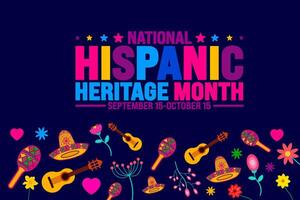 National Hispanic Heritage Month festival flower pattern background or banner template. Template for background, banner, card, poster, placard, design template with unique shapes with standard color. vector