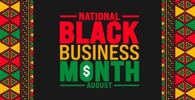 Black Business Month is observed every year in August. Holiday concept. Template for background, banner, card, poster, placard, design template with unique shapes with standard color. vector