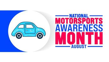 Motorsports Awareness Month is observed every year in August. Holiday concept. Template for background, banner, card, poster, placard, design template with unique shapes with standard color. vector