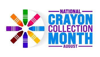 National Crayon Collection Month is observed every year in August. Holiday concept. Template for background, banner, card, poster, placard, design template with unique shapes with standard color. vector