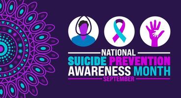 National Suicide Prevention Awareness Month background or banner template observed every year in September. Template for background, banner, card, poster, placard, design template with unique shapes. vector