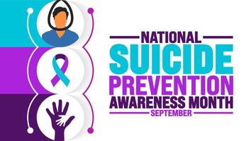 National Suicide Prevention Awareness Month background or banner template observed every year in September. Template for background, banner, card, poster, placard, design template with unique shapes. vector