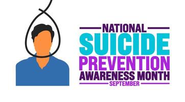 National Suicide Prevention Awareness Month background or banner template observed every year in September. Template for background, banner, card, poster, placard, design template with unique shapes. vector