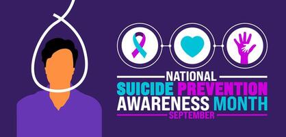 National Suicide Prevention Awareness Month background or banner template observed every year in September. Template for background, banner, card, poster, placard, design template with unique shapes. vector