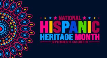 National Hispanic Heritage Month festival mandala background or banner template. use to banner, card, poster, placard, design template with unique shapes with standard color. vector