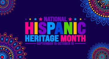 National Hispanic Heritage Month festival mandala background or banner template. use to banner, card, poster, placard, design template with unique shapes with standard color. vector