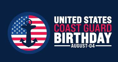 us coast guard birthday is observed every year in August. Holiday concept. Template for background, banner, card, poster, placard, design template with unique shapes with standard color. vector