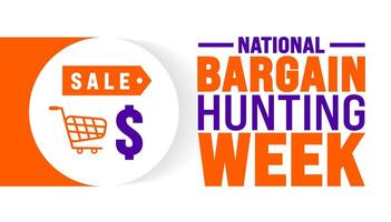 National Bargain Hunting Week is observed every year in August. Holiday concept. Template for background, banner, card, poster, placard, design template with unique shapes with standard color. vector