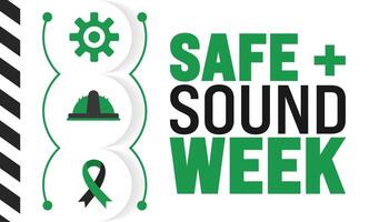 Safe plus Sound Week is observed every year in August. Holiday concept. Template for background, banner, card, poster, placard, design template with unique shapes with standard color. vector