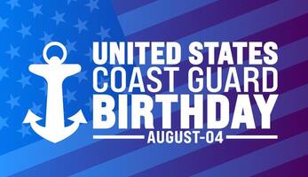 us coast guard birthday is observed every year in August. Holiday concept. Template for background, banner, card, poster, placard, design template with unique shapes with standard color. vector