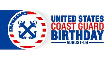 us coast guard birthday is observed every year in August. Holiday concept. Template for background, banner, card, poster, placard, design template with unique shapes with standard color. vector